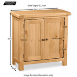 Zelah Oak Mini Cupboard - Size Guide