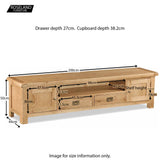 Zelah Oak 200cm TV Stand - Size Guide