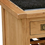 Zelah Oak Kitchen Island - Close Up of Granite Top