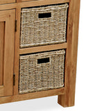 Zelah Oak Kitchen Island - Close Up of Baskets