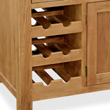 Zelah Oak Kitchen Island - Close Up of Wine Rack