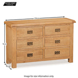 Zelah Oak 3+3 Drawer Chest of Drawers - Size Guide