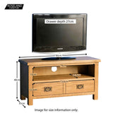 Surrey Oak TV stand 90cm - Size guide