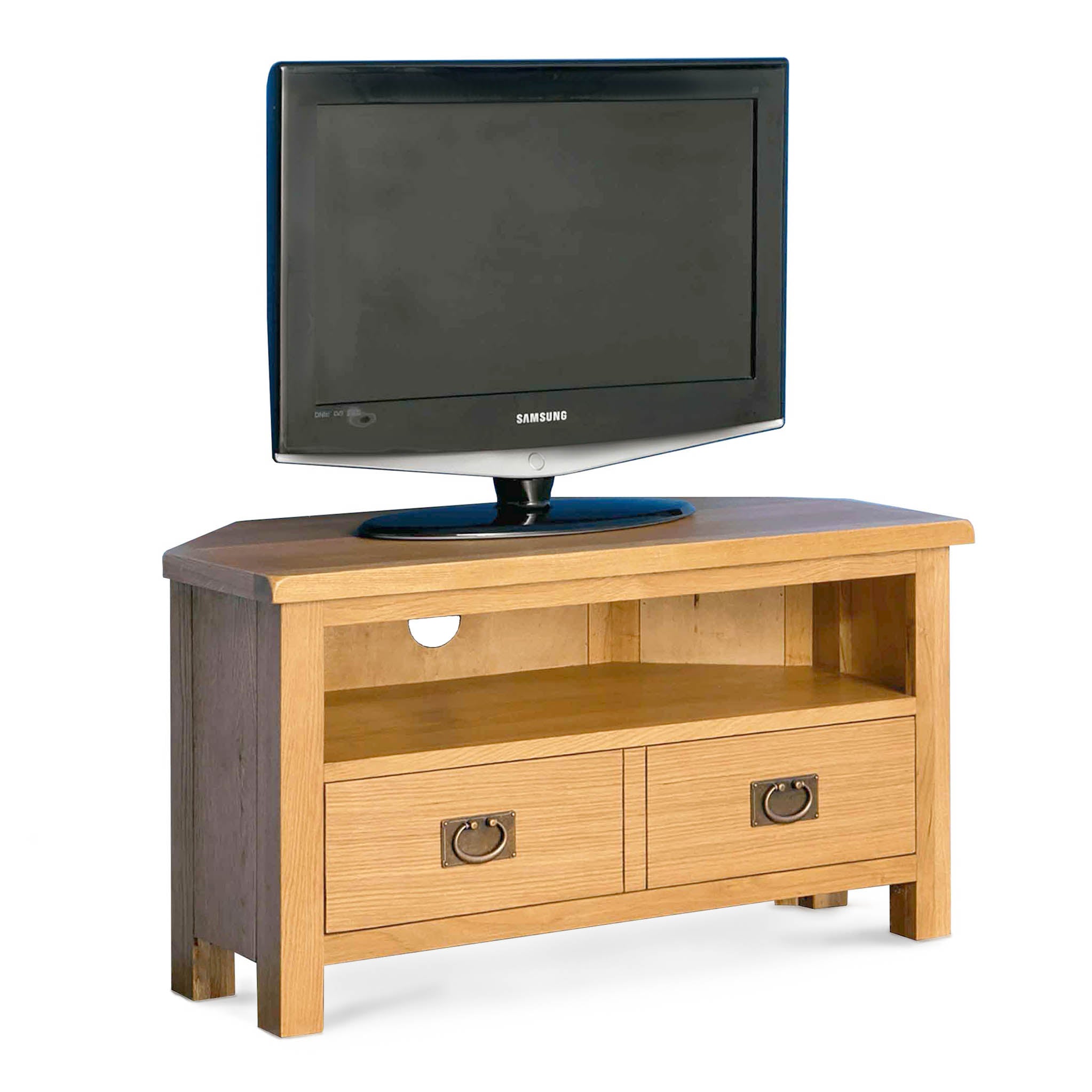 Rustic corner store entertainment center