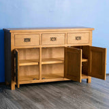 Surrey Oak Large Sideboard - Lifestyle side shot with doors open