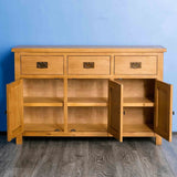 Surrey Oak Large Sideboard - Lifestyle with doors open