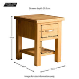 London Oak Lamp Table - Size guide