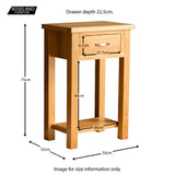 London Oak Telephone Table - Size guide