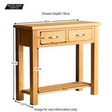  London Oak Console Table - Size Guide