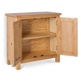 London Oak Small Cupboard - Side View with Cupboard Doors Open