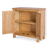 London Oak Small Cupboard - Side View with Cupboard Doors Open