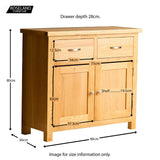 London Oak Small Sideboard - Size guide