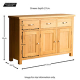 London Oak Large Sideboard - Size guide