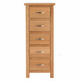 front view of the London Oak Tallboy Chest by Roseland Furniture. 