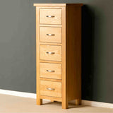 London Oak Slim Chest by Roseland Furniture. 