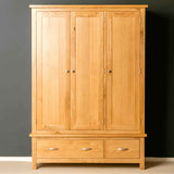 London Oak Large Wardrobe & Drawers front view.