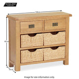 Zela Oak Small Sideboard with Baskets - Size Guide