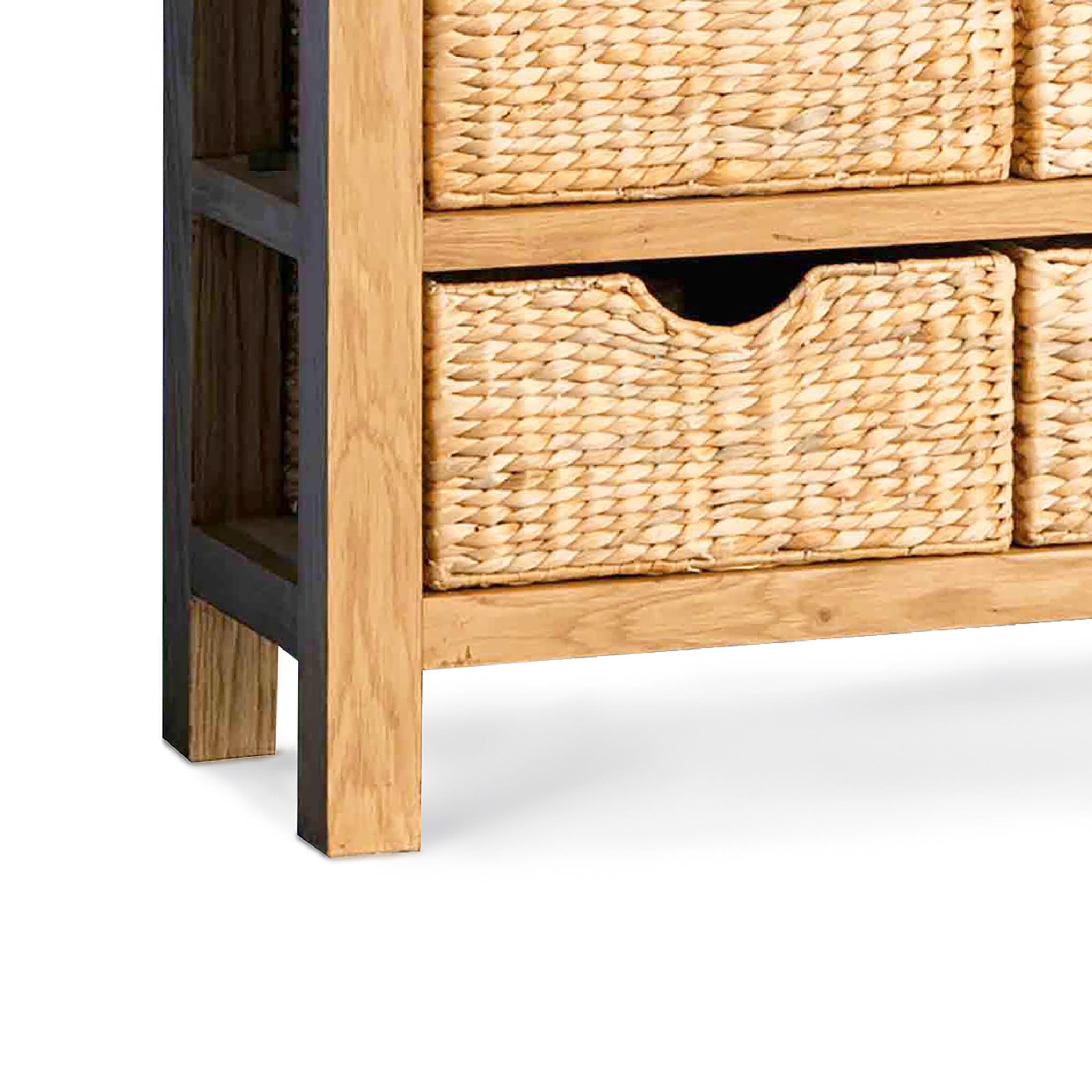 Console table deals wicker baskets