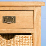 Close up of drawer - Surrey Oak Waxed Console Table with Baskets