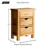 London Oak Hall Table with Baskets - Size guide