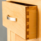 Dovetail joints on a Roseland Furniture chest of drawers.