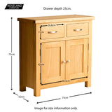 London Oak Mini Sideboard - Size guide