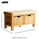 London Oak Hall Bench - Size guide