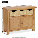 Zelah Oak Sideboard with Baskets - Size Guide