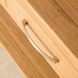 Chrome metal handle of the Abbey Light Oak Console Table with Drawer by Roseland Furniture