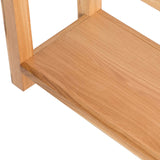 Abbey Light Oak Console Table - Looking down on console table lower shelf