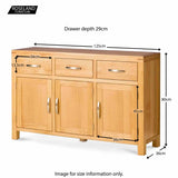 Abbey Light Oak Large Sideboard - Size Guide