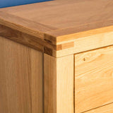 Abbey Light Oak Large Sideboard - Top corner showing tenon joints