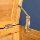 Sprung hinge view of the Abbey Light Oak Storage Box by Roseland Furniture