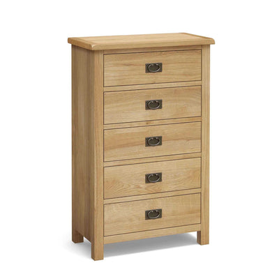 Surrey Oak 5 Wide Drawer Chest