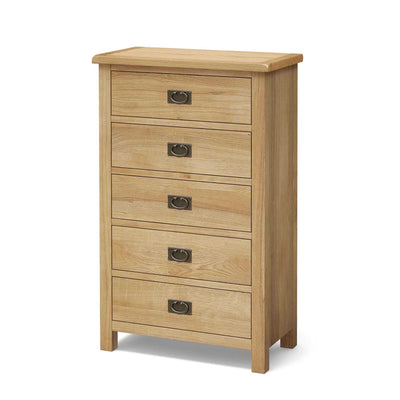 Surrey Oak 5 Wide Drawer Chest