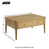 Alba Oak Coffee Table - Size guide