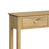 Alba Oak Console Table - Close up of top drawer