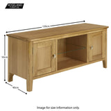 Alba Oak Large 120cm TV Stand Unit - Size guide