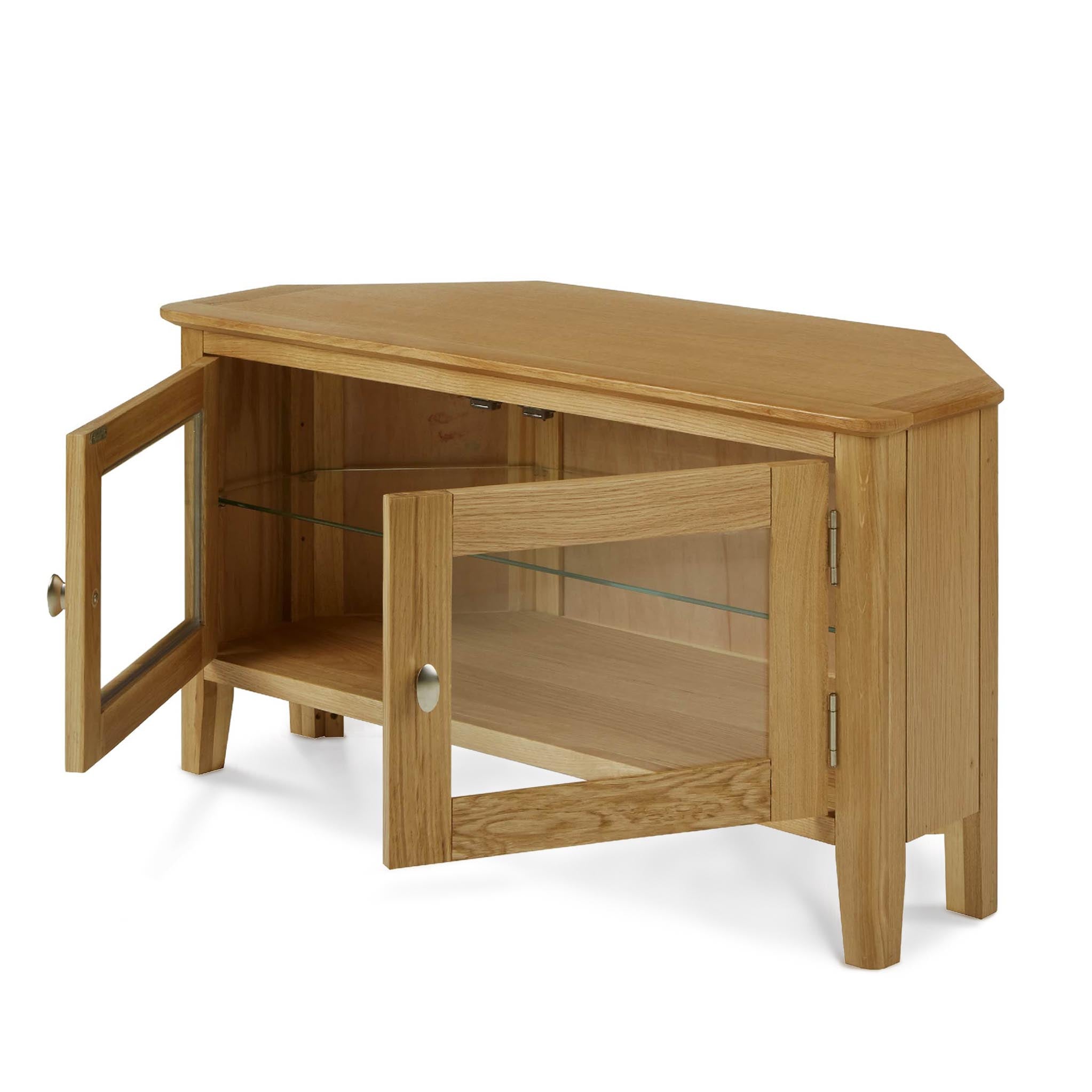 Oak tv cabinet with deals glass doors