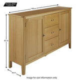 Alba Oak Large Sideboard Unit - Size guide