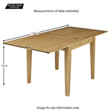 Alba Oak Flip Top Dining Table - Opened size guide