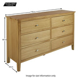 Alba Oak 6 Drawer Chest of Drawer Unit - Size guide