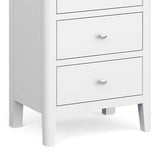 Chester White 5 Drawer Tallboy - Close up of feet