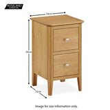 Alba Oak Narrow Bedside Table - Size guide