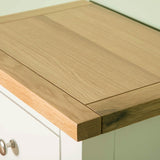 Farrow White 5 Drawer Tallboy oak top