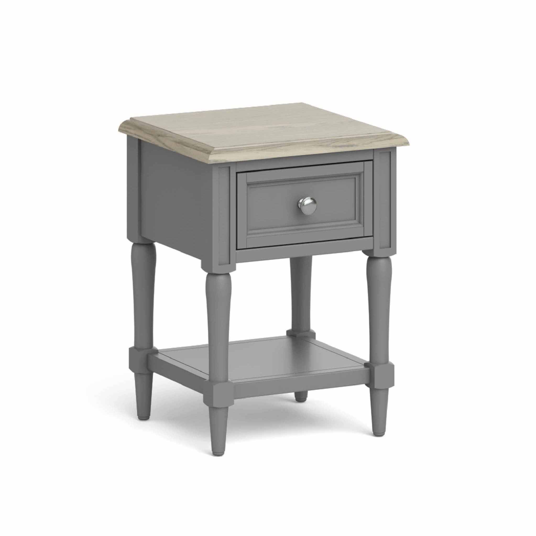 Side table with store storage grey