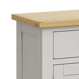 Lundy Grey Small 2 Door Sideboard - Close Up of Top Corner