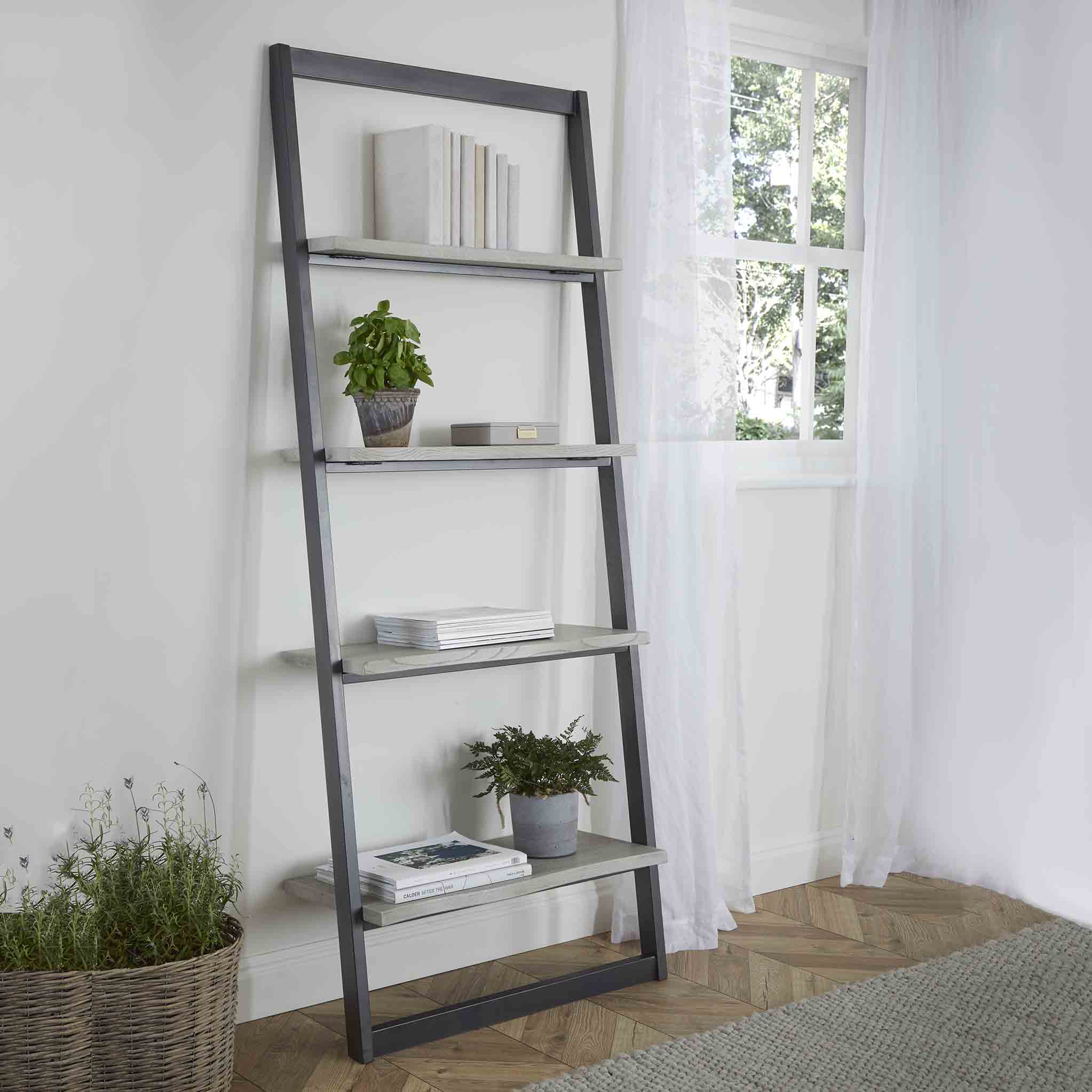 Grey ladder deals bookcase