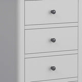 close up of gunmetal handles on the Elgin Grey Tallboy Chest of Drawers