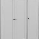 close up of gunmetal grey handles on the Elgin Grey Triple Wardrobe